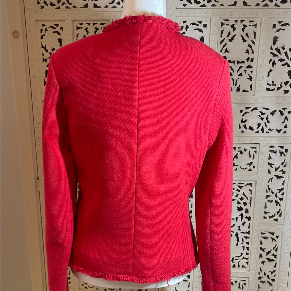 L'AGENCE Red Fringed Open-Front Blazer - Picture 8 of 16